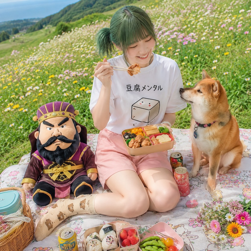 柴犬とピクニック