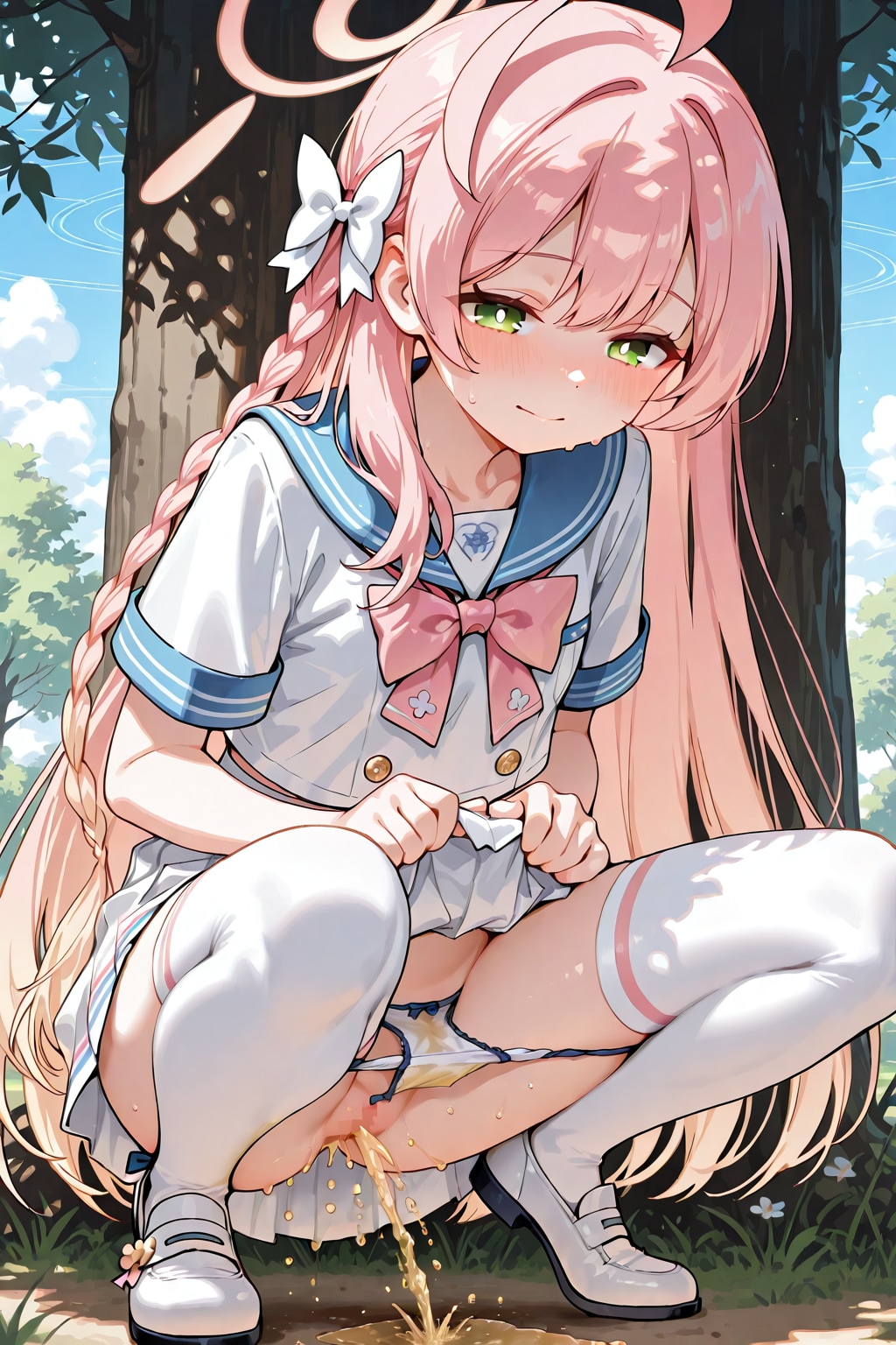 木陰でお漏らし