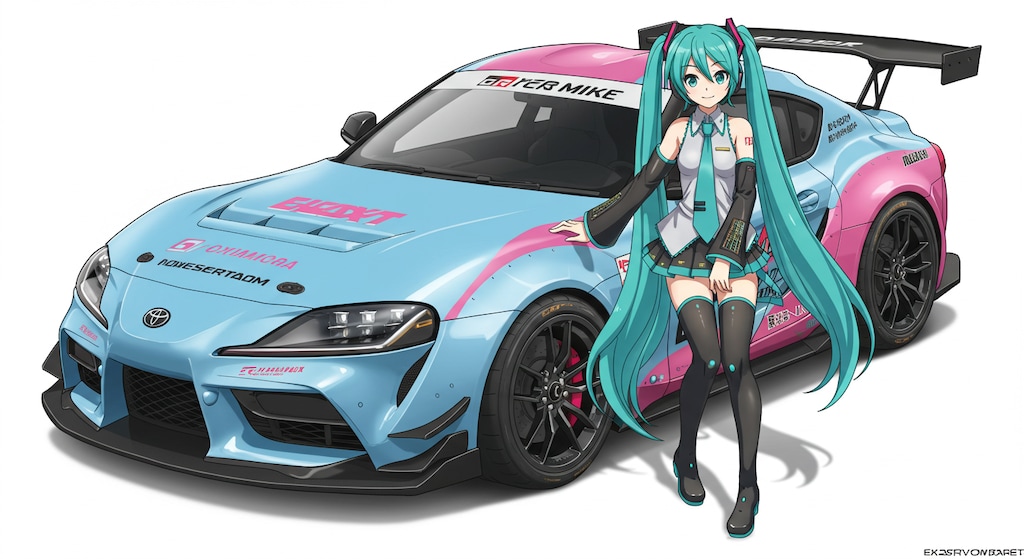 GRスープラレーシングカーと初音ミク
