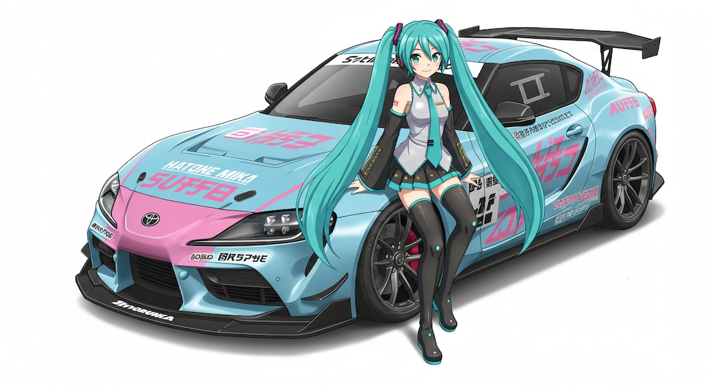 GRスープラレーシングカーと初音ミク