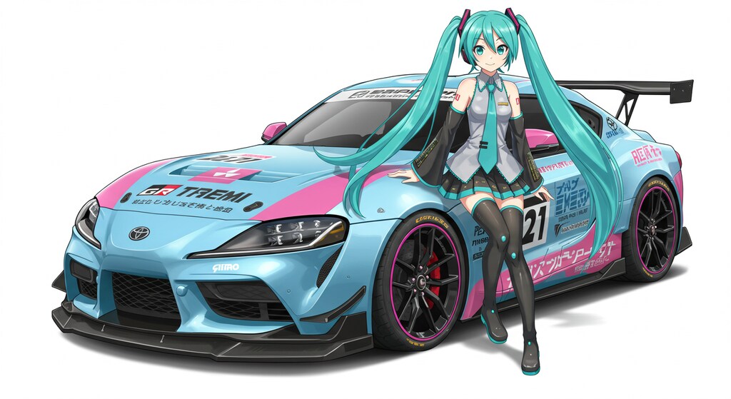 GRスープラレーシングカーと初音ミク