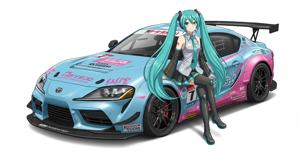GRスープラレーシングカーと初音ミク