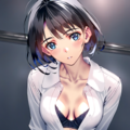 white shirt, black lingerie 7枚目