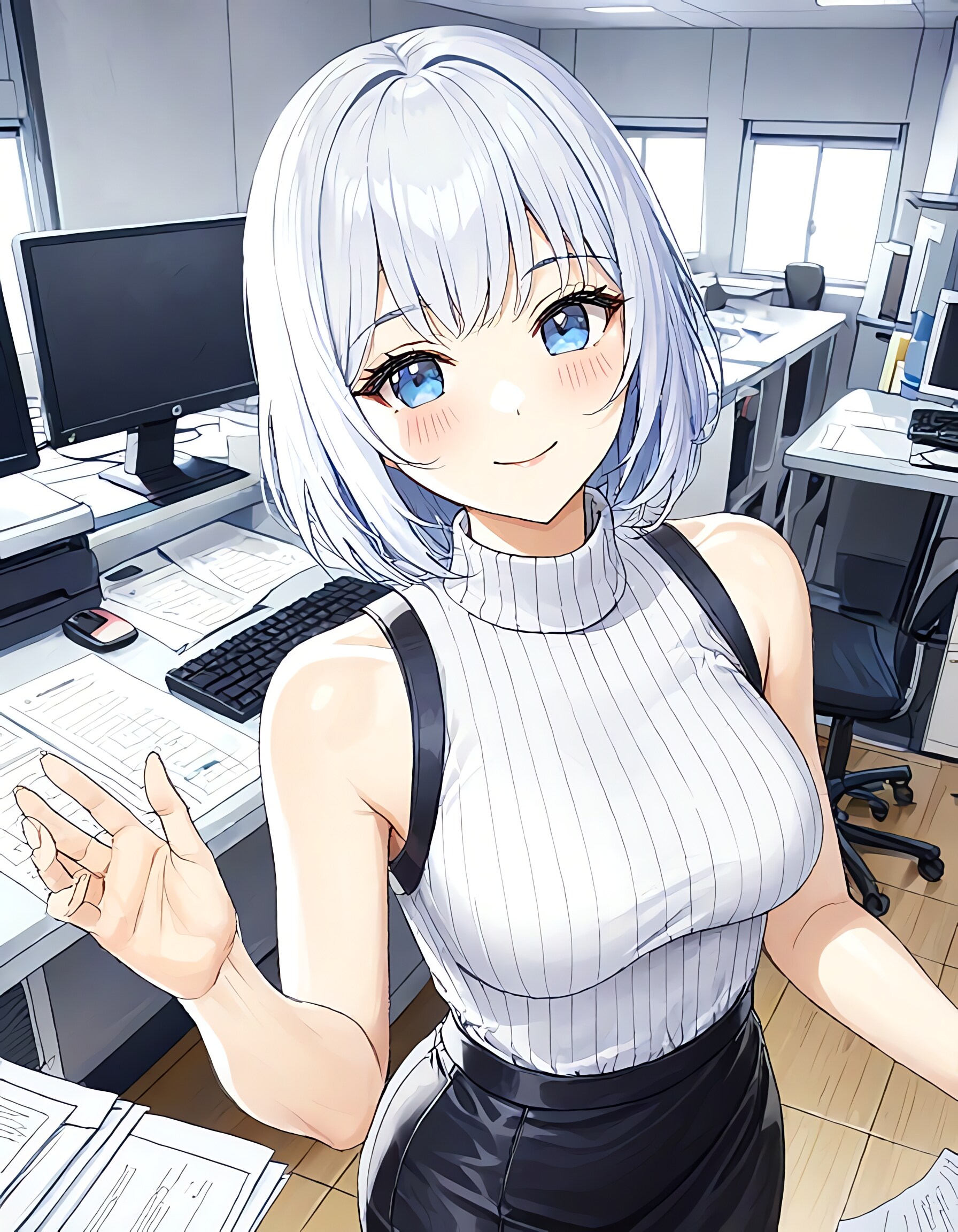 銀髪OL | の人気AIイラスト・グラビア