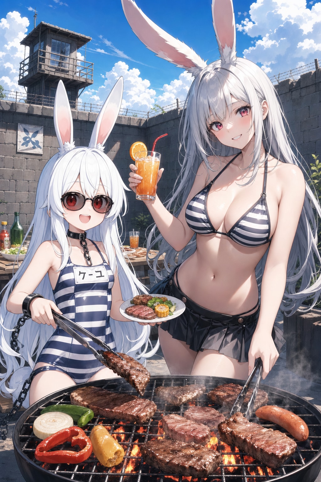 うさぎちゃんと水着でBBQなのです🍖🐰🔥🐰🍴