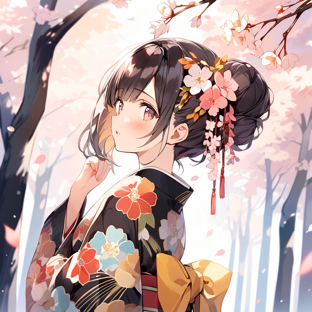 桜と見返り美人