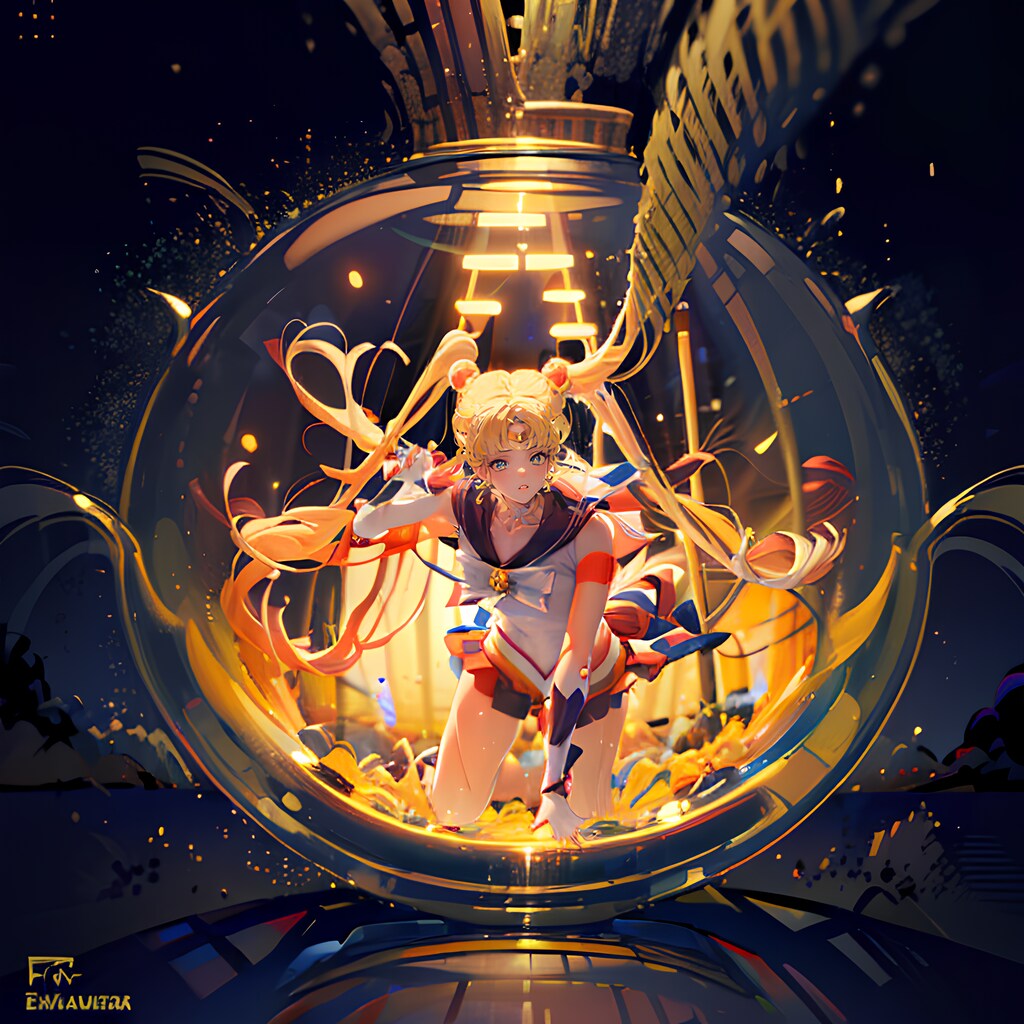 魅惑のアクアリウムボトル(丸形)に閉じ込められた、月の光を纏う美少女戦士セーラームーンの輝き