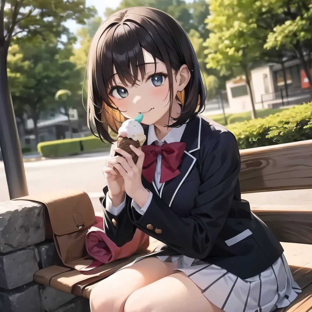 黒髪ボブでブレザーの少女