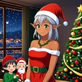 クリスマスパーティーを楽しむダークエルフさん 2枚目