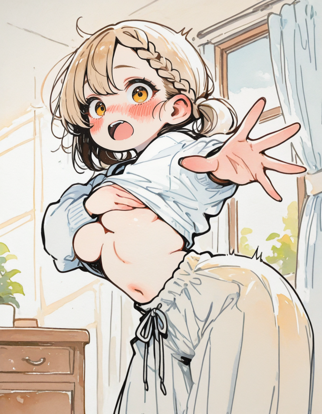 まだ着替え中で…す！