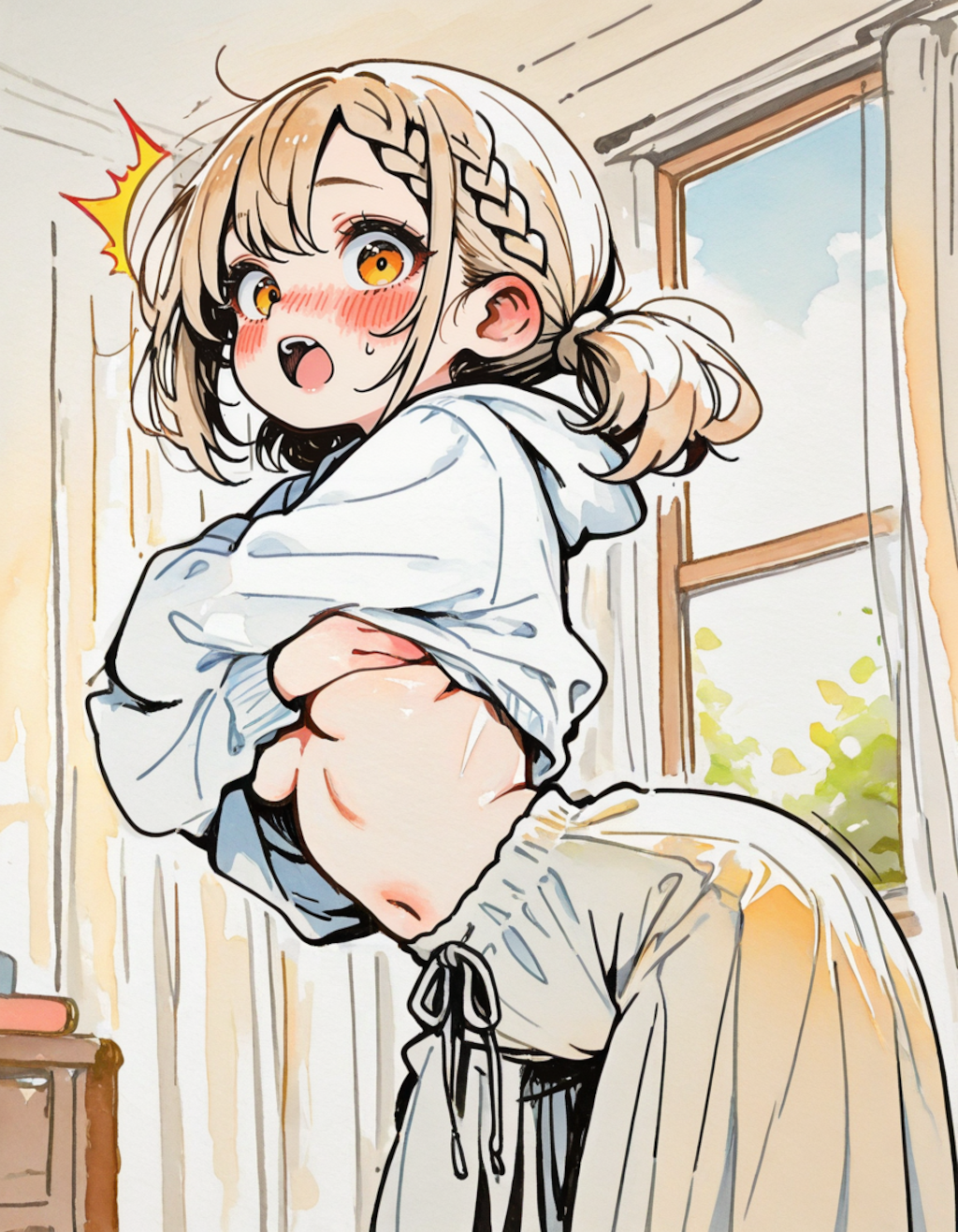 まだ着替え中で…す！