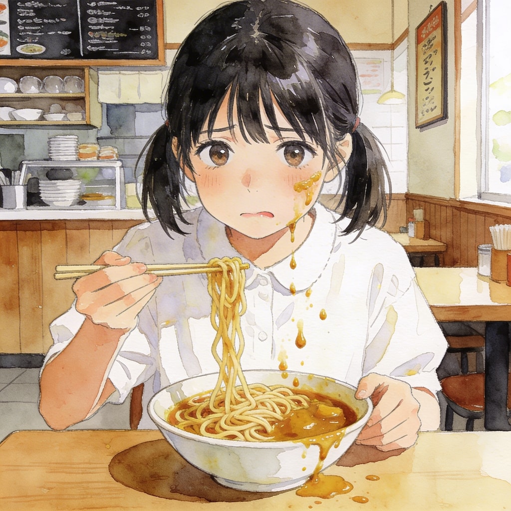 カレーうどんが綺麗に食べれない