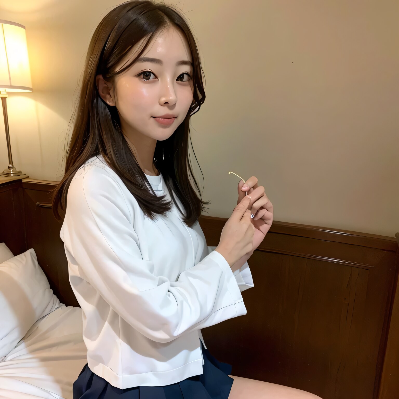 黒髪ロングで寝室の美女３５ | の人気AIイラスト・グラビア