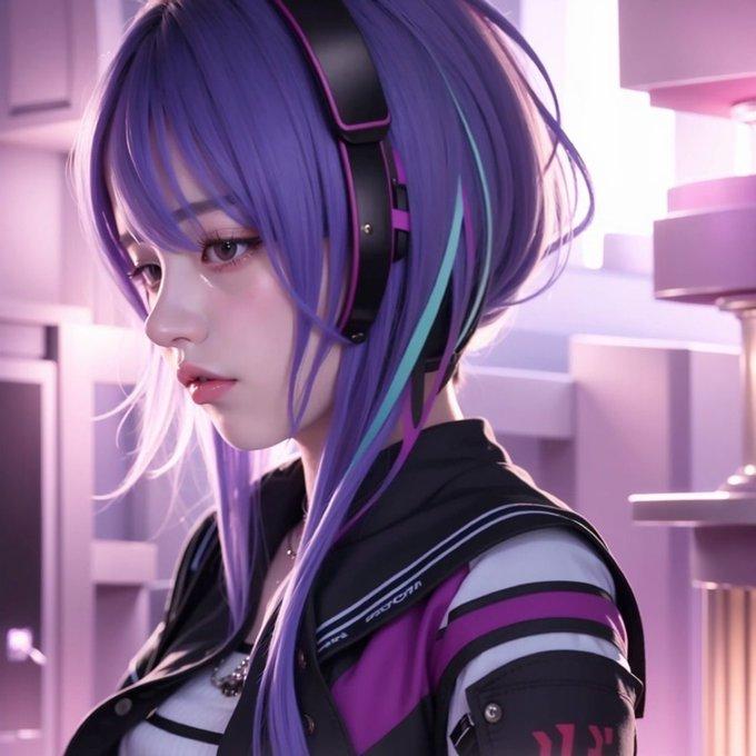 AIコスプレ サイバーパンクものっぽい紫の女2043シリーズ