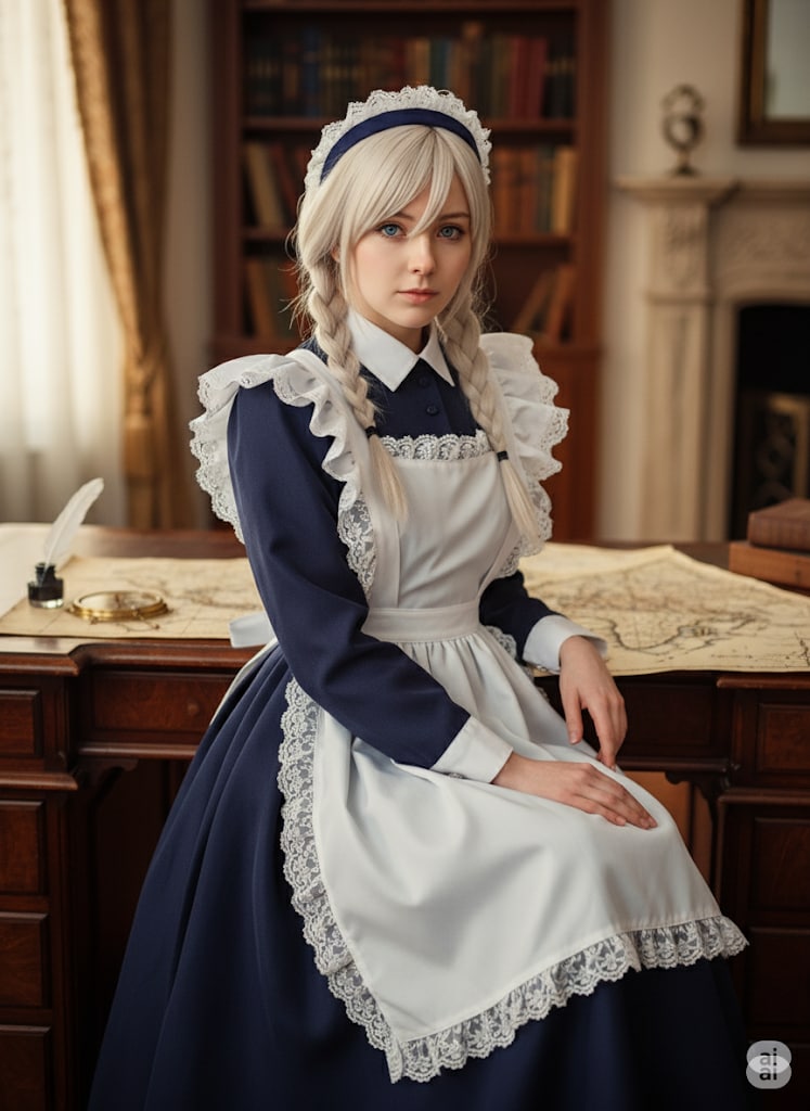 【エレナ大尉】メイド服（インディゴ） | の人気AIイラスト・グラビア