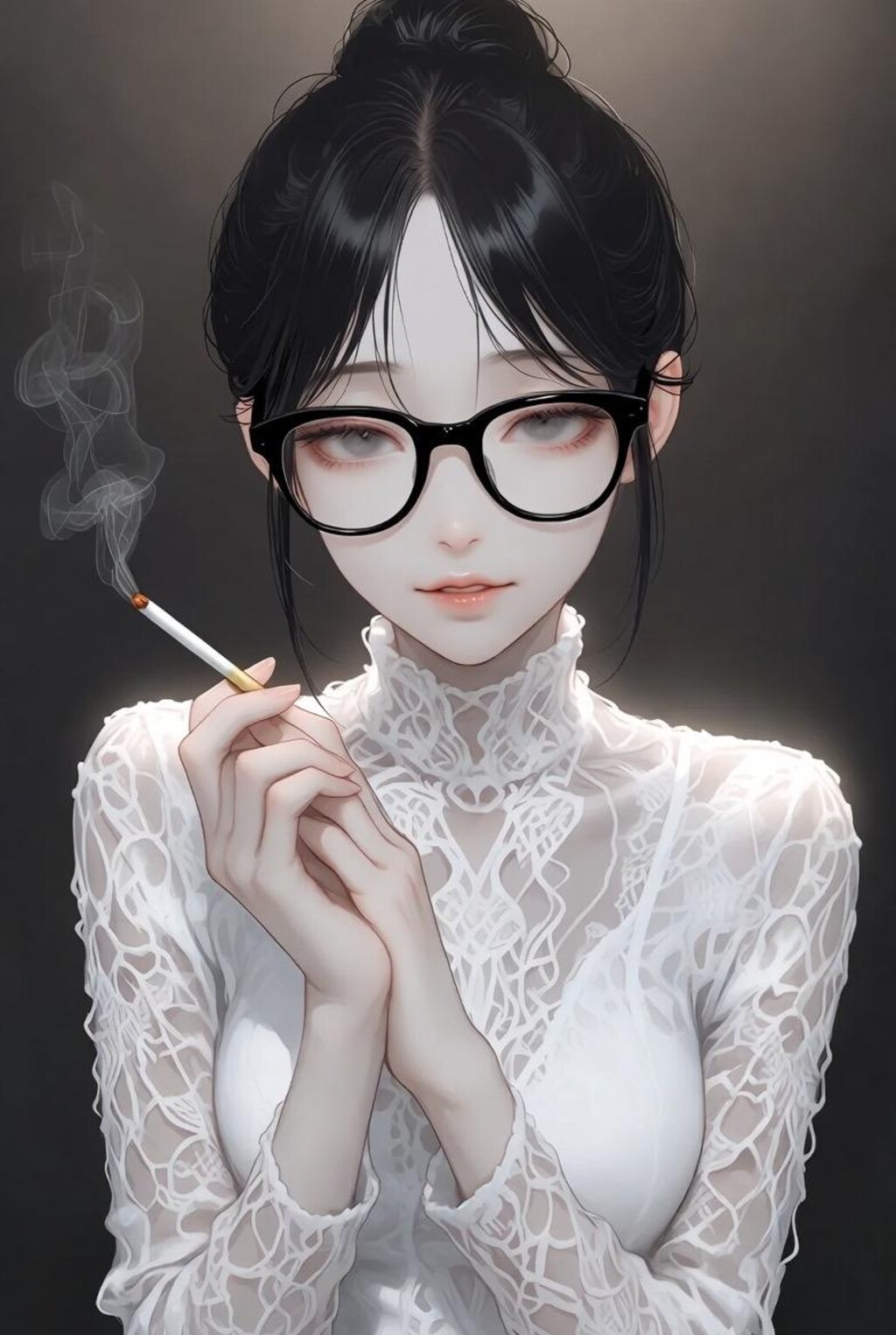 煙草を吸っている女の子