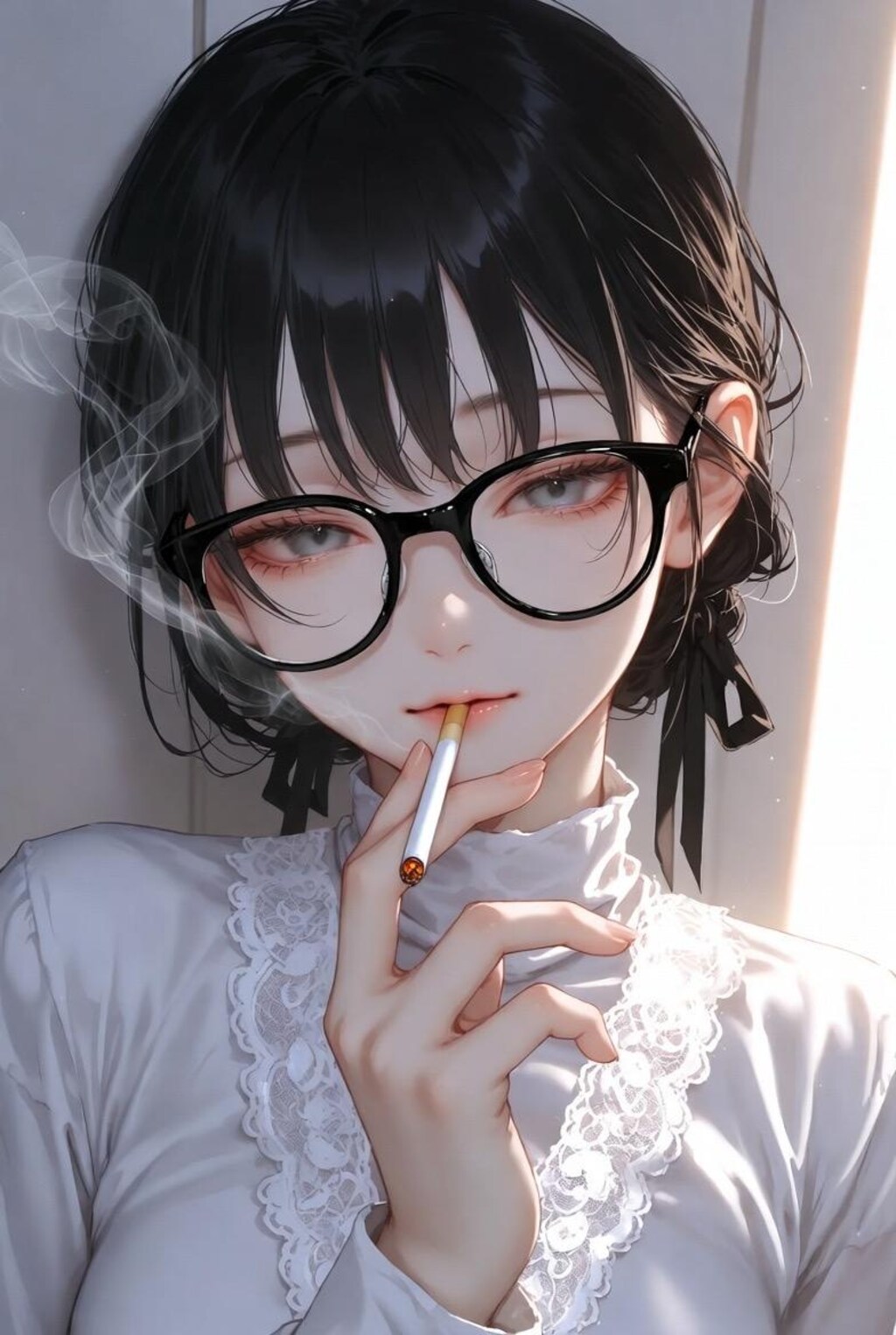 煙草を吸っている女の子