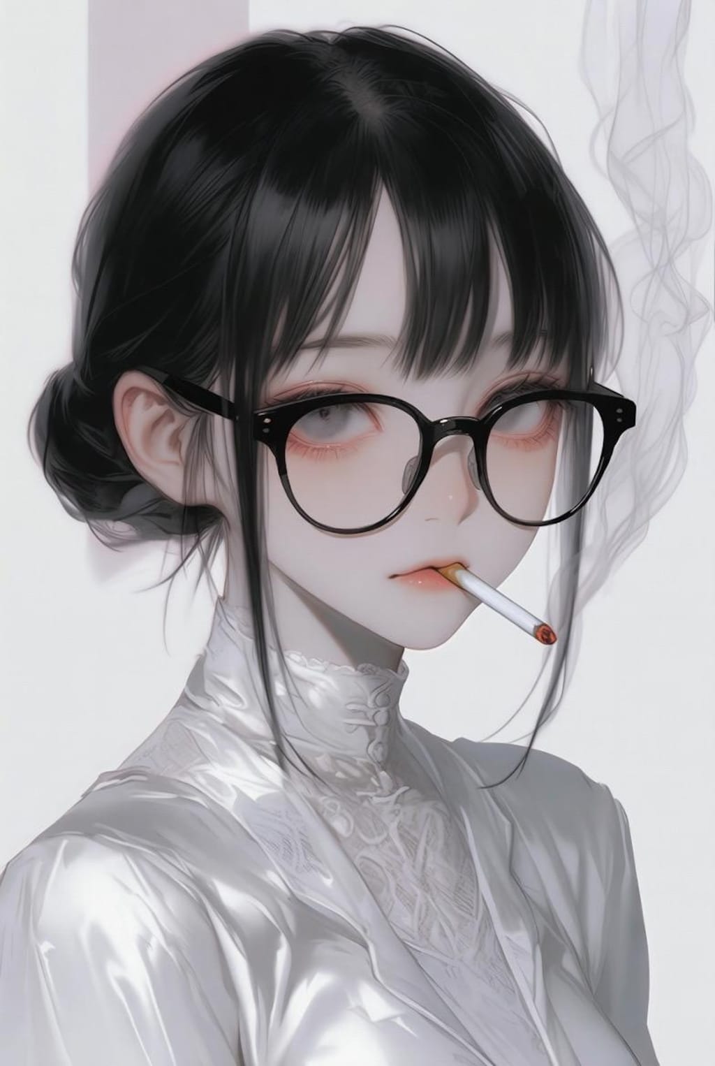 煙草を吸っている女の子