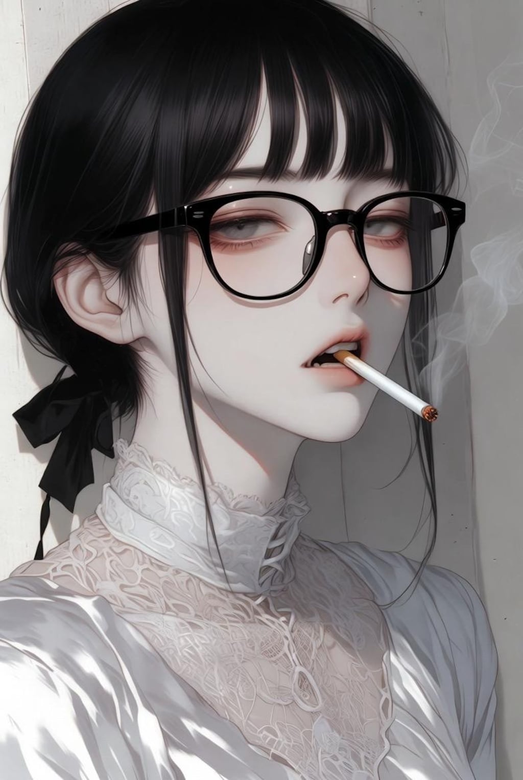 煙草を吸っている女の子