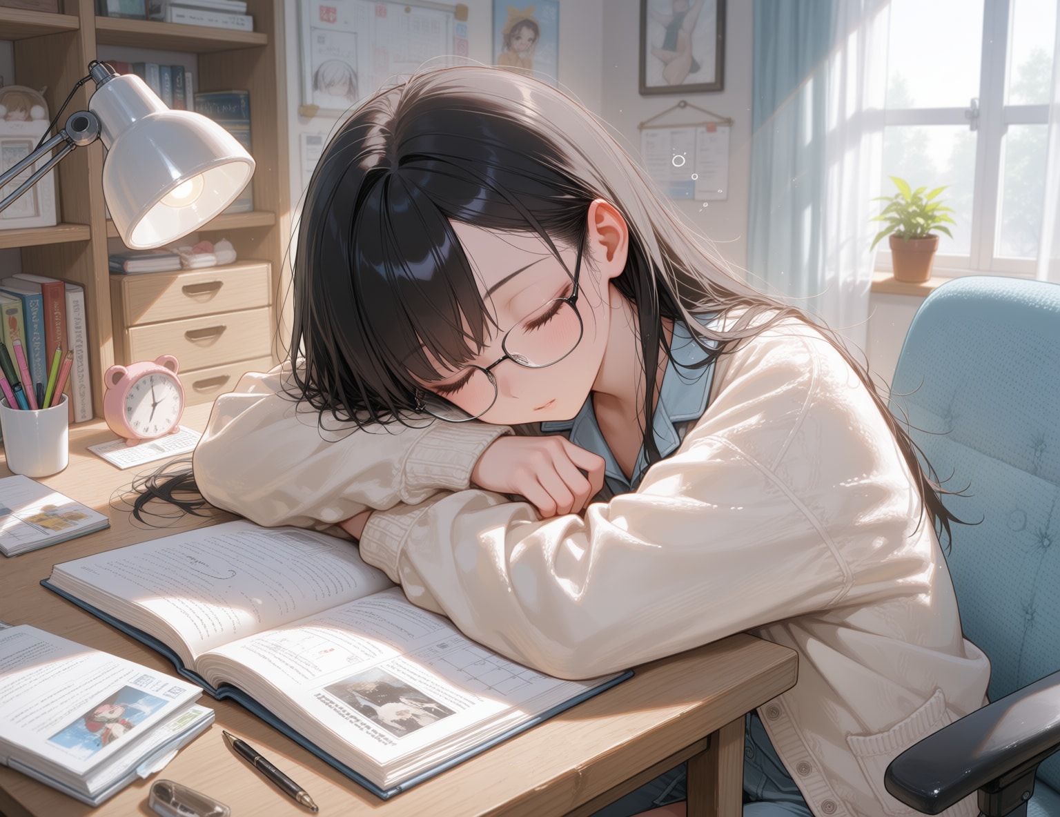 机で迎える日曜の朝 | の人気AIイラスト・グラビア