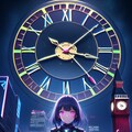 サイバーパンクな街と時計塔と女の子 12枚目