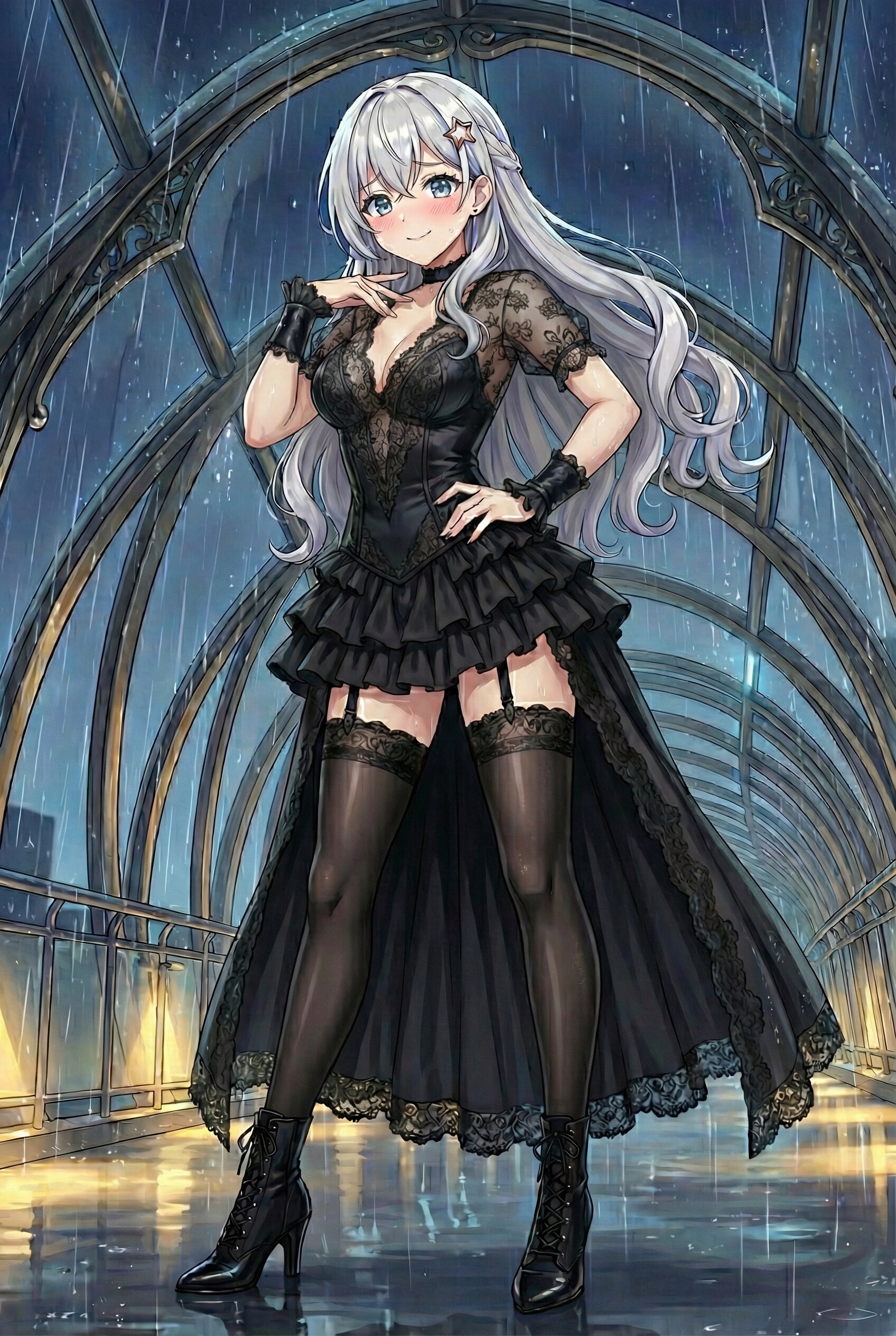 雨夜、玻璃回廊 | の人気AIイラスト・グラビア