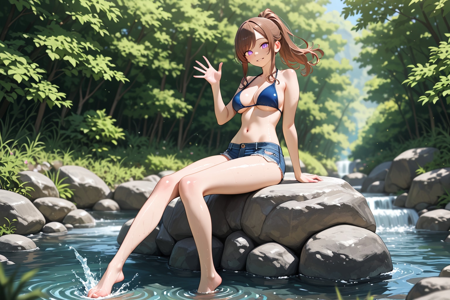 冷たくて気持ちいいよ💕【川遊び】。