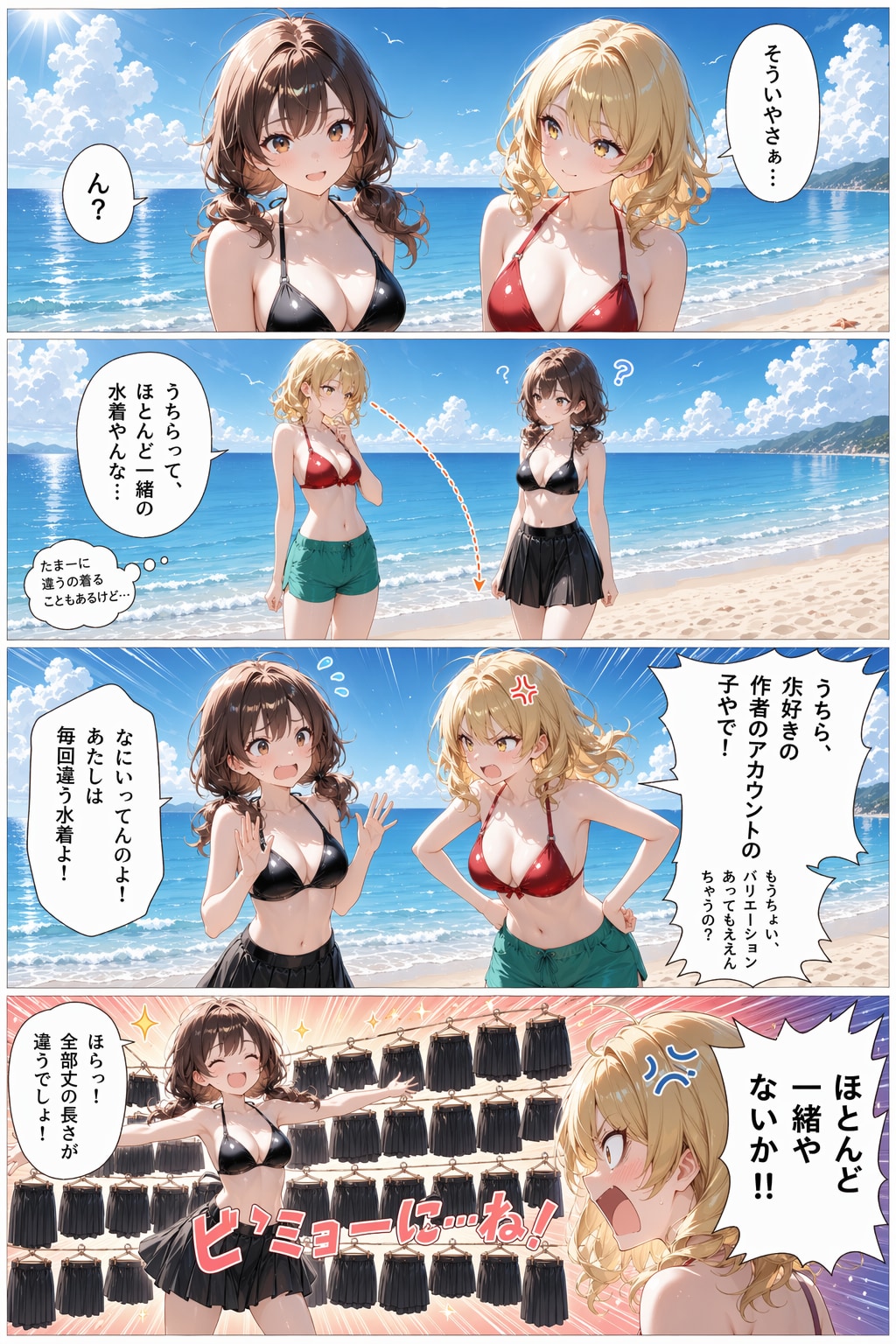4コマ漫画｢いつも同じ水着｣ | の人気AIイラスト・グラビア