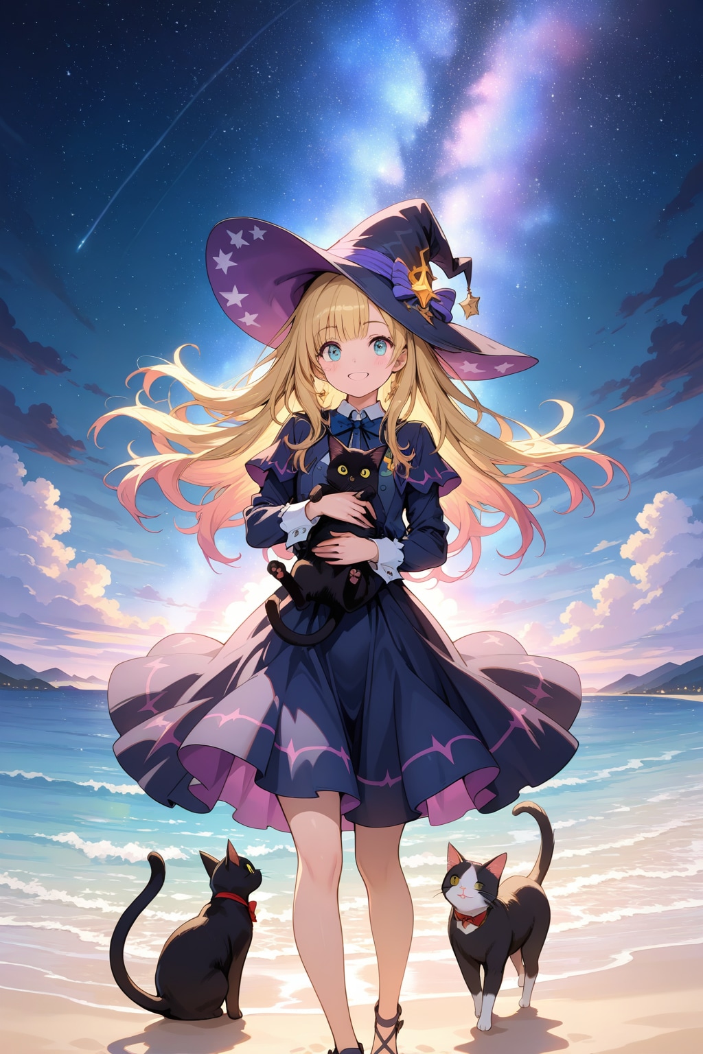 砂浜の魔女と黒猫