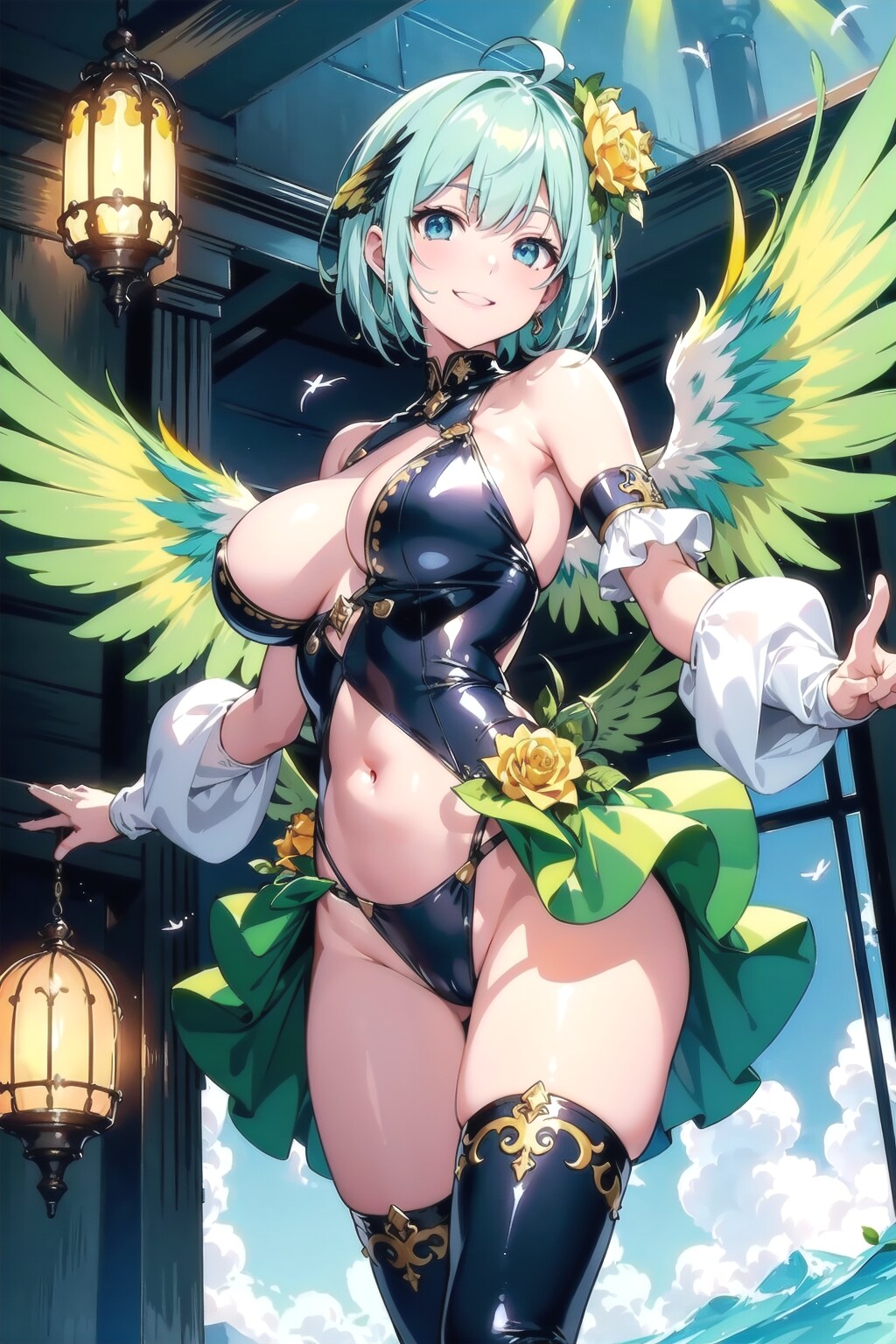 背黄青鸚哥少女