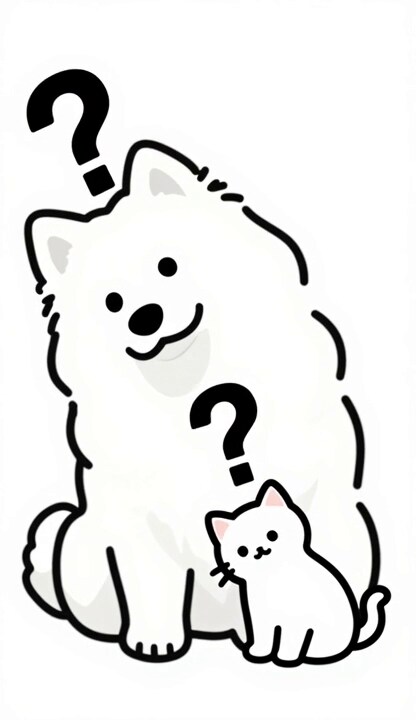 サモエドんと子猫さん（ちょっと休憩）　？？？なぁに？なぁに？ | の人気AIイラスト・グラビア