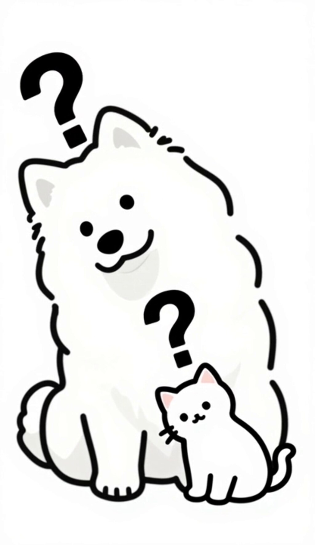 サモエドんと子猫さん（ちょっと休憩）　？？？なぁに？なぁに？