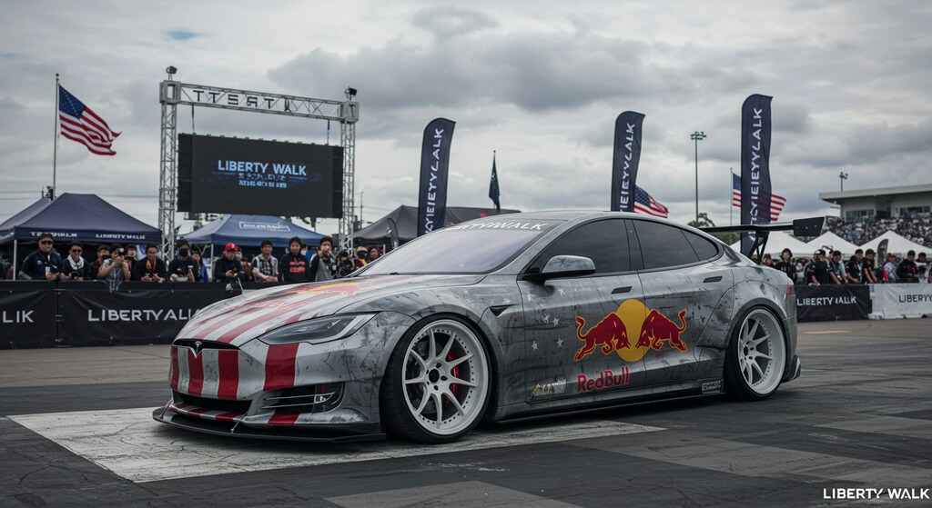 リバティーウォークレッドブルテスラのドリ車
