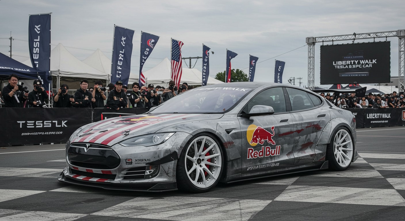 リバティーウォークレッドブルテスラのドリ車 | の人気AIイラスト・グラビア
