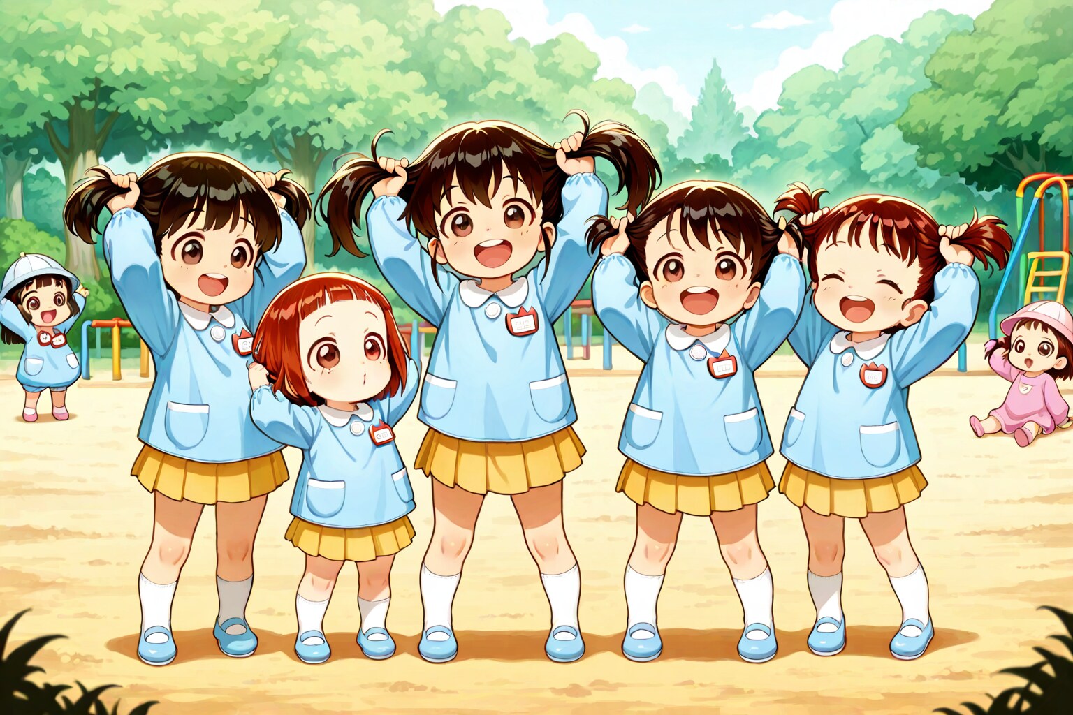 手ツインテ園児たち