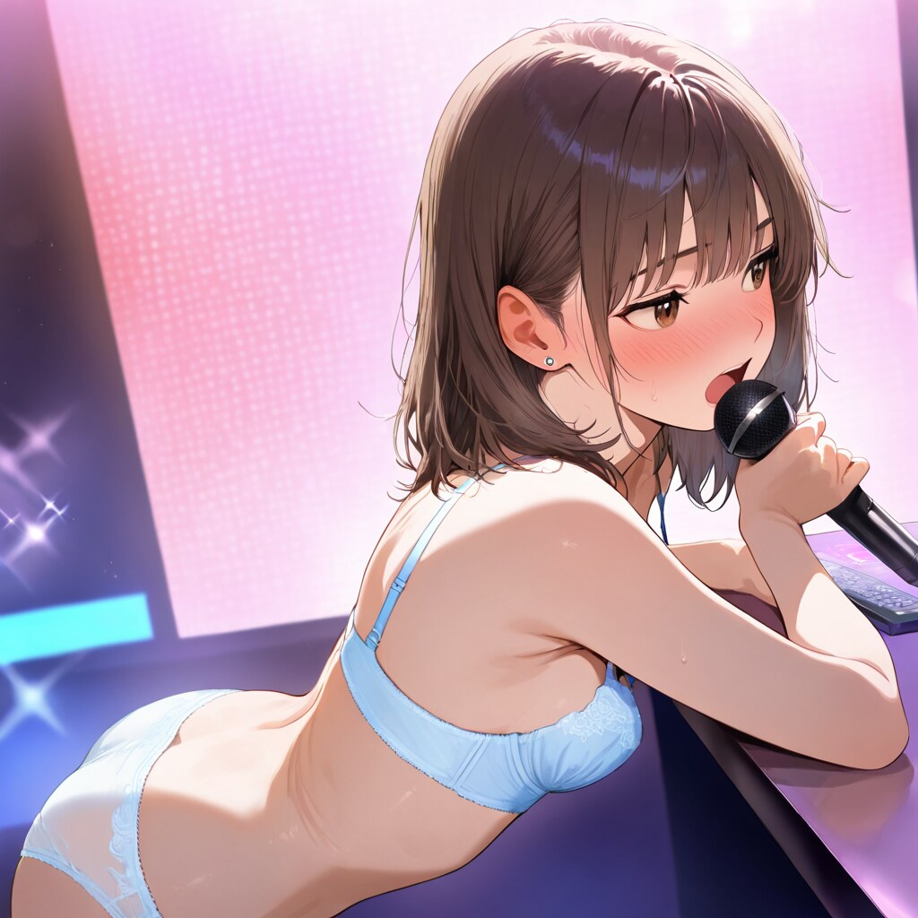 カラオケで脱がされるOLさん