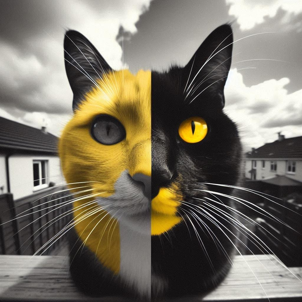 黒と黄色で彩られた猫