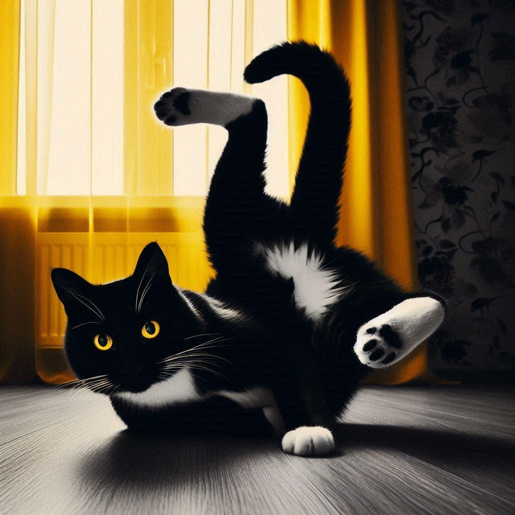 黒と黄色で彩られた猫