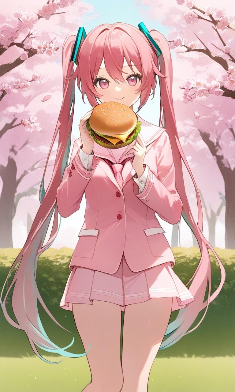 桜ミクさんとハンバーガー