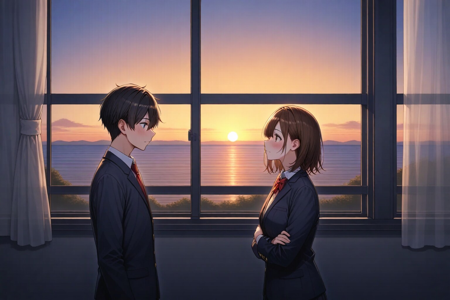 夕暮れの二人 | の人気AIイラスト・グラビア