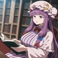 アニメ水墨画風、図書館司書女医コスプレ人妻読書 3枚目