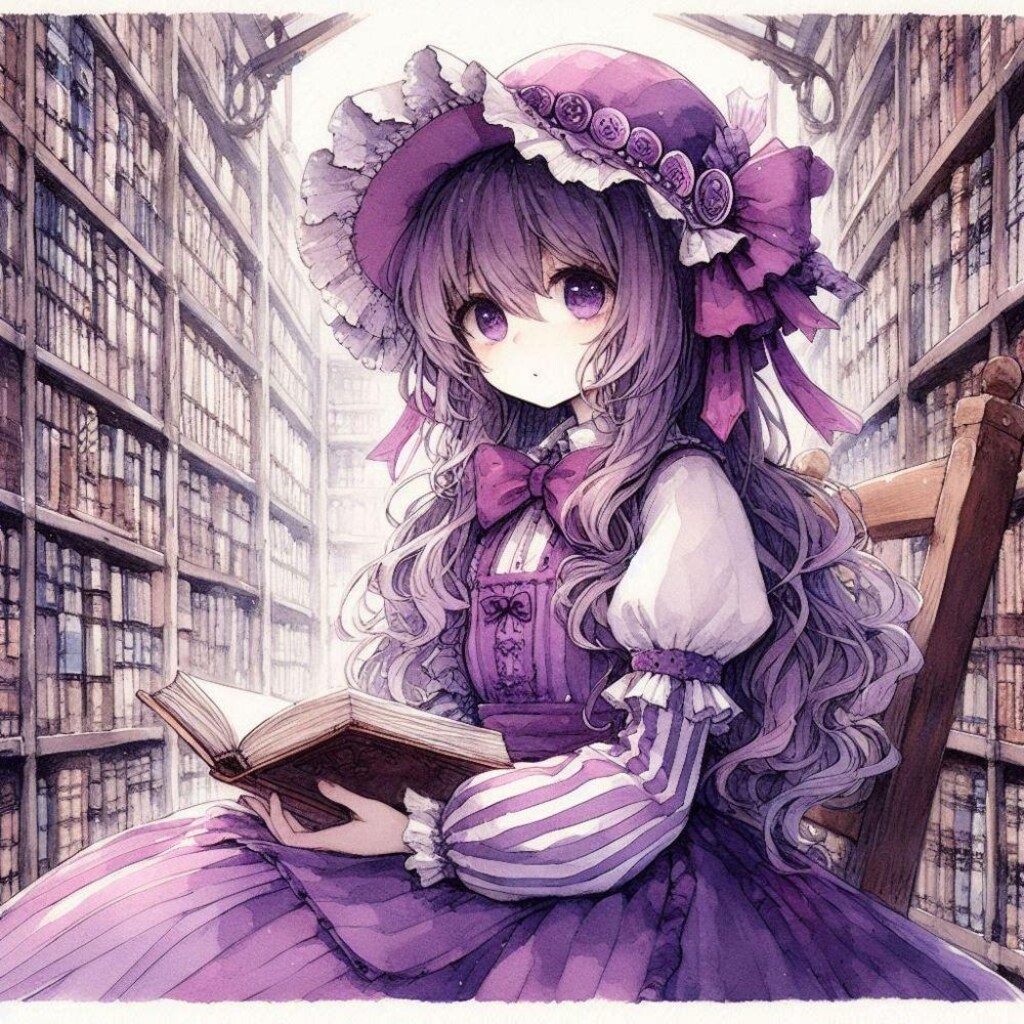 アニメ水墨画風、図書館司書女医コスプレ人妻読書