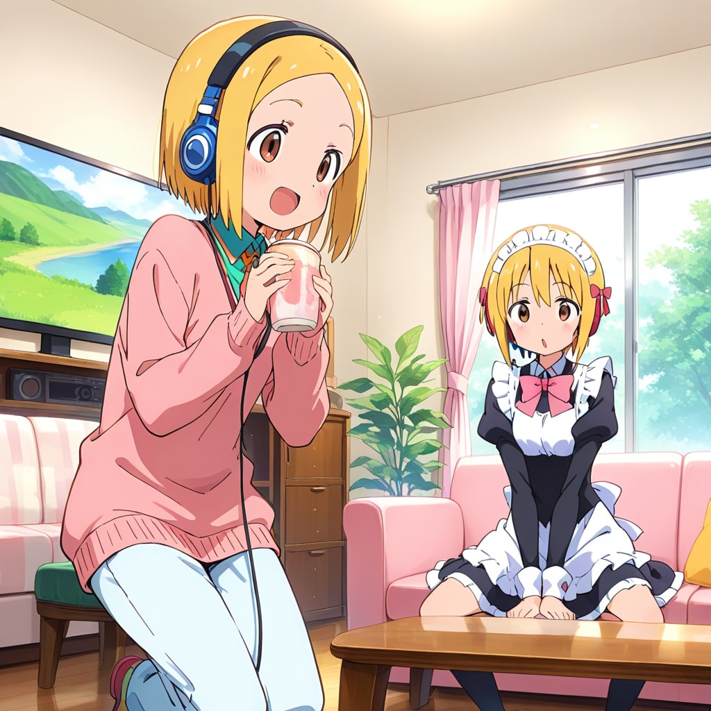 ヘッドホン娘とメイド | の人気AIイラスト・グラビア