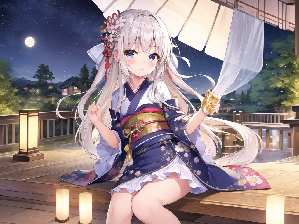着物姿を披露する少女