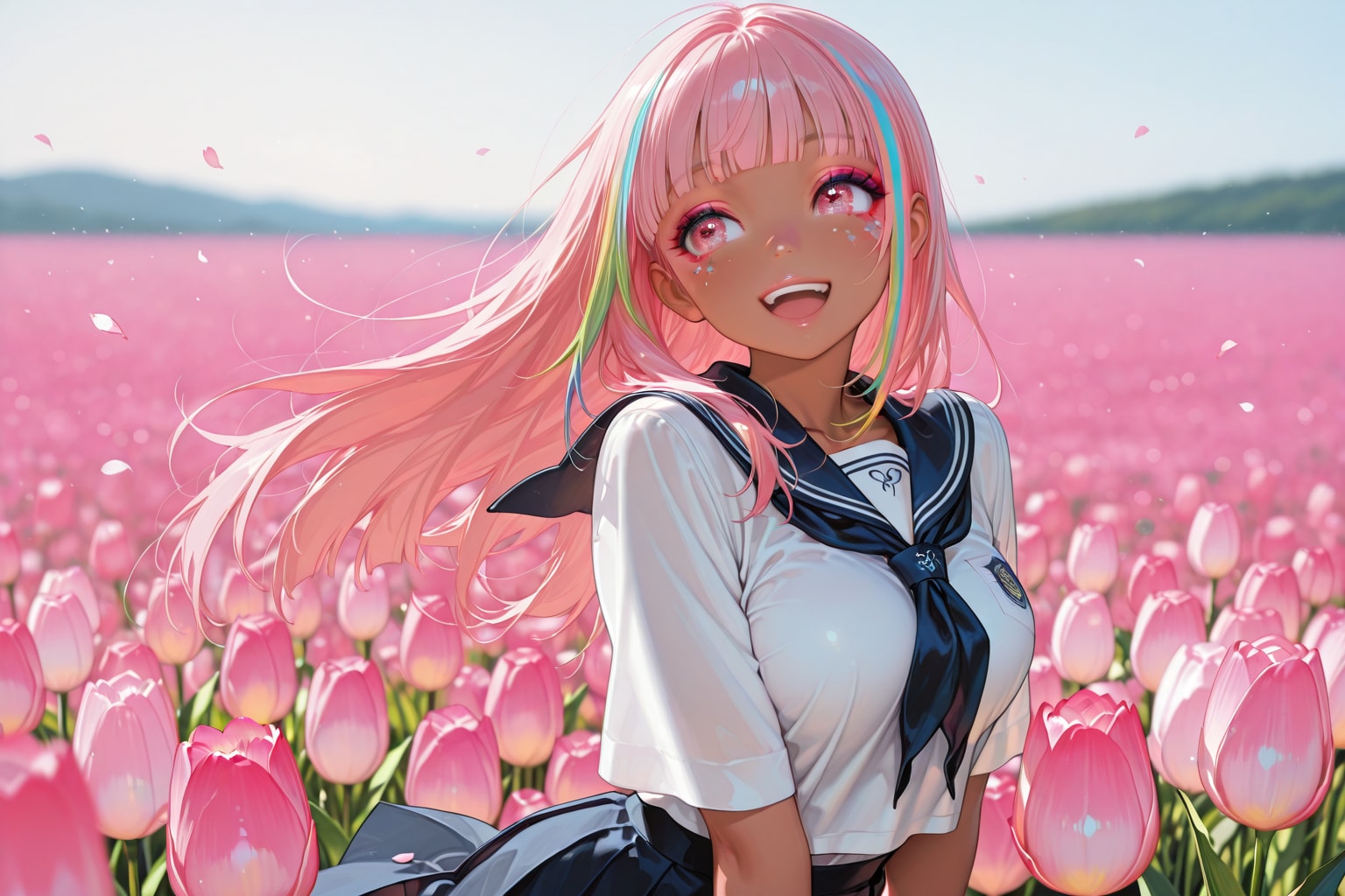 マイちゃんとチューリップ　　　制服197 | の人気AIイラスト・グラビア