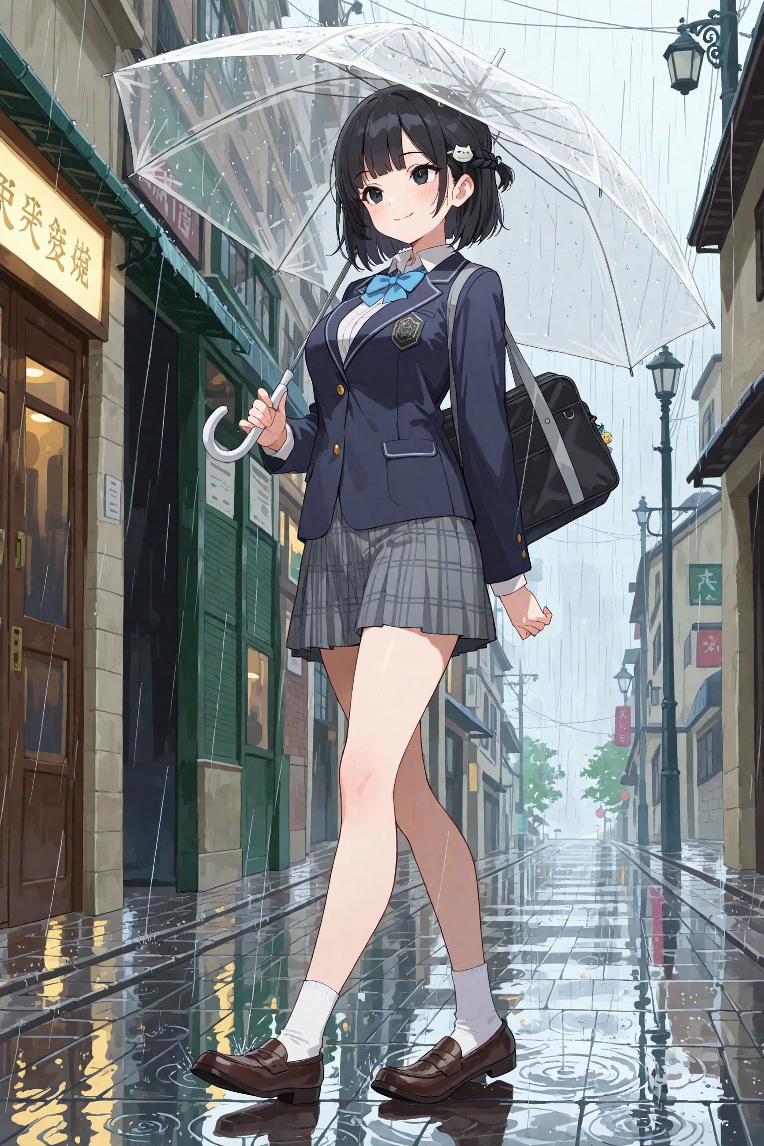 雨降りの登校 | の人気AIイラスト・グラビア