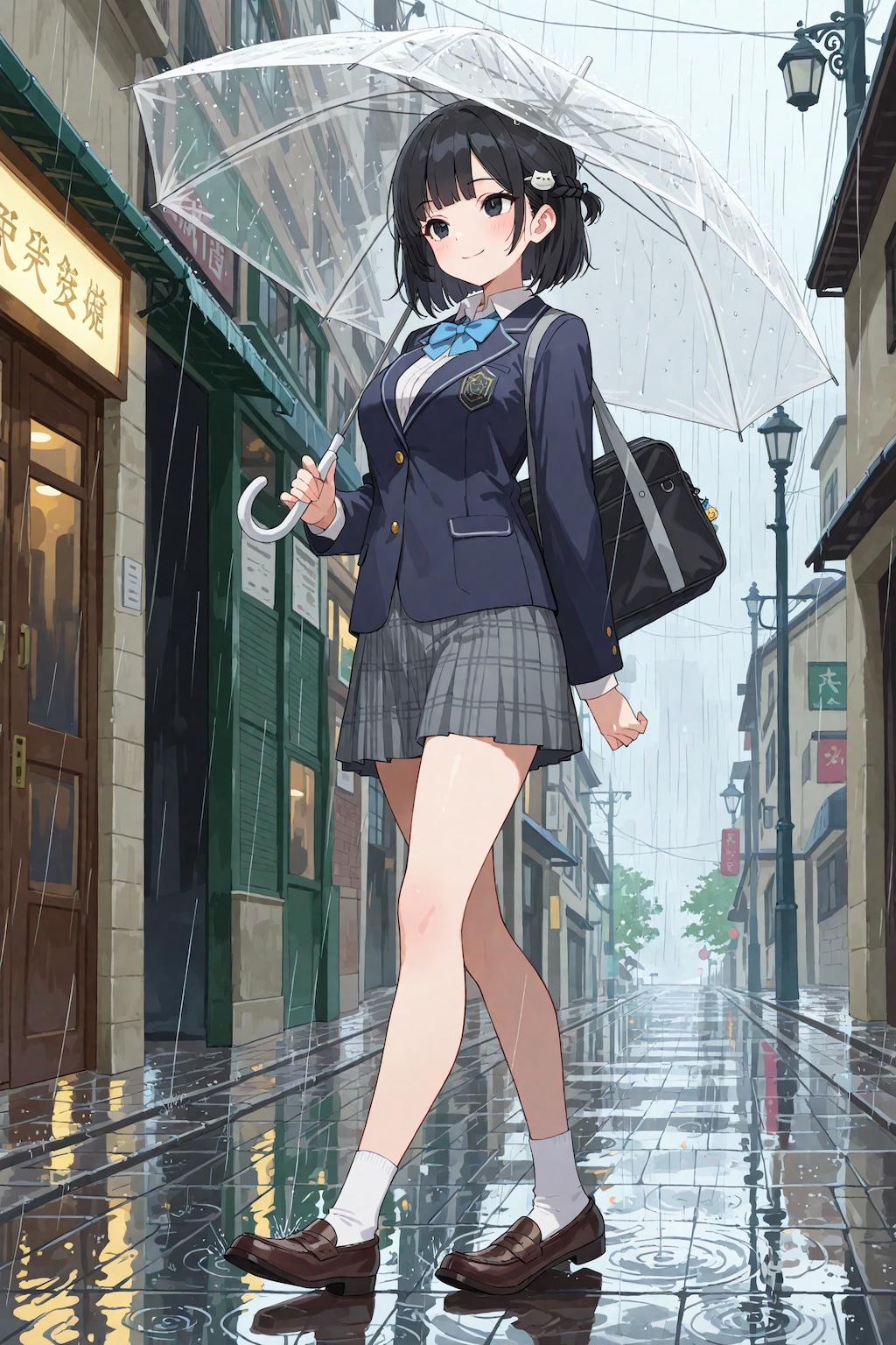 雨降りの登校