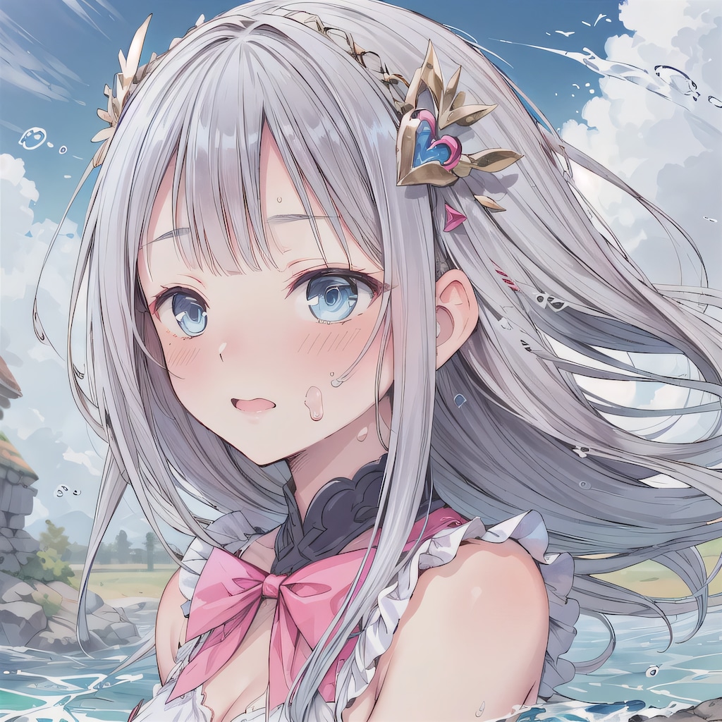 銀髪ロングで水鉄砲の少女５