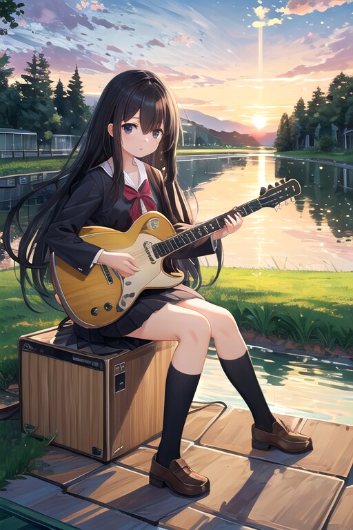 ギターを弾く女の子 | の人気AIイラスト・グラビア