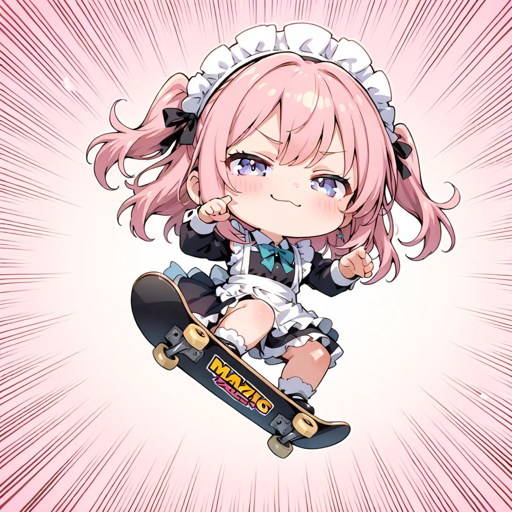 スケートボーディングメイドさん | の人気AIイラスト・グラビア